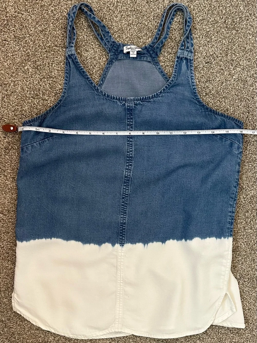Splendid Tank Top Blue White Dip Dye Chambray Women’s Small Strappy Coastal Soft